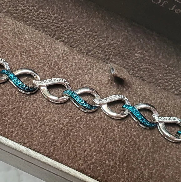 Sterling Blue White Diamond Infinity Bracelet - Picture 10 of 17